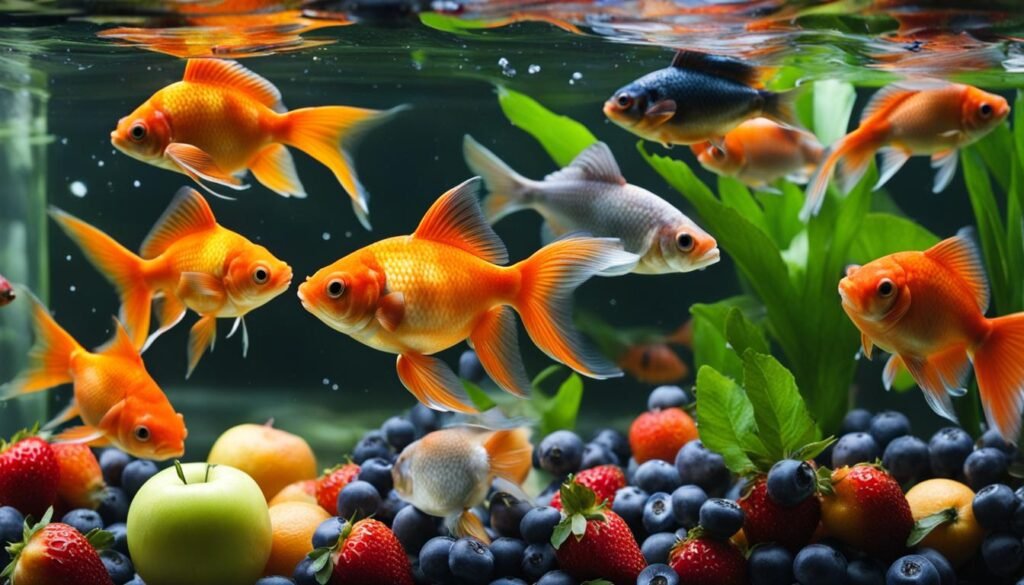 Goldfish and fruits