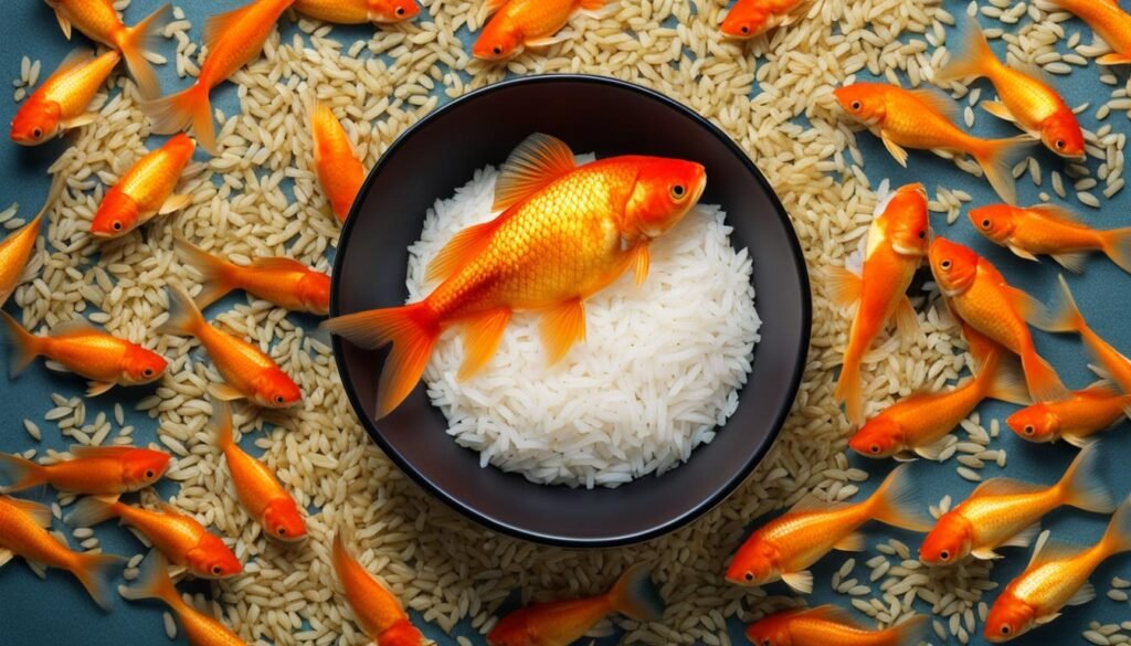 Rice portion for goldfish