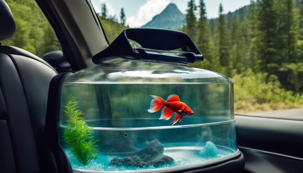 betta fish in a travel tank