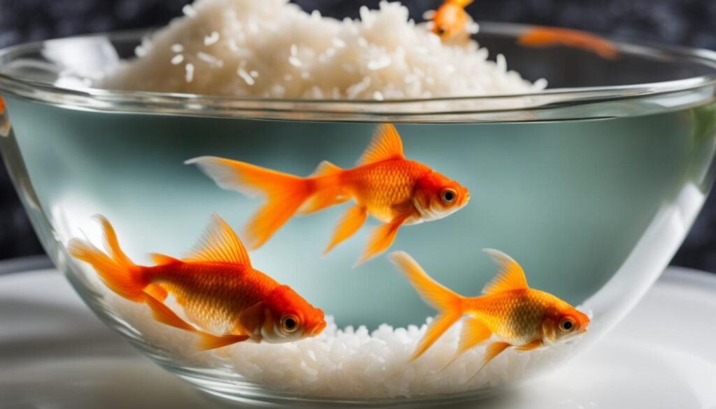 goldfish eating rice