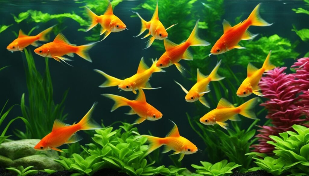 swordtail fish and goldfish habitat